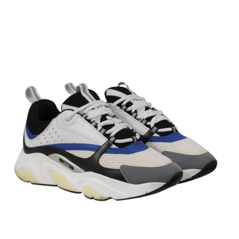 Dior Men B22 Sneakers US9 IT42 White Blue Black Gray Chunky Logo Dad Trainers